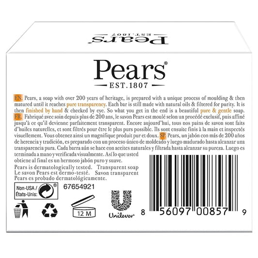 Pears Soap Gift Set, Vintage Tin with 2 Transparent Amber Glycerin Soaps Infused with Natural Oils for Glowing Skin, 4.4 Oz Ea