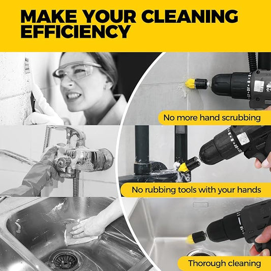 Holikme 6 Piece Drill Brush with Multi-Purpose & Grout Head,Crevice Cleaning Brush,3/4”W Drill Brush Attachment Set, Detailing Brushes for Home/Kitchen/Bathroom/Grout/Tile/Shower/Tub