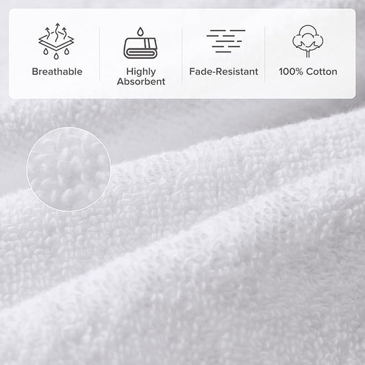 Comfort Spaces Turkish Bathroom Towel Set 6 Piece Luxury Bath Towel Set 2 Hand Towel for Bathroom 2 Washcloth 2 Large White Bath Towel Sets Long Staple Ultra-Soft Quick Dry Towel Set