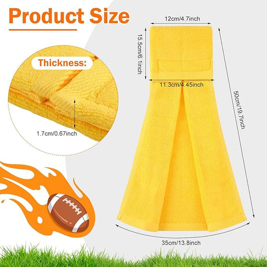Shimeyao 2 Pcs Cotton Sports Football Towel with Closure Pitching Football Sweat Towel for Sports Gym Men Women Accessories(Yellow, Classic)