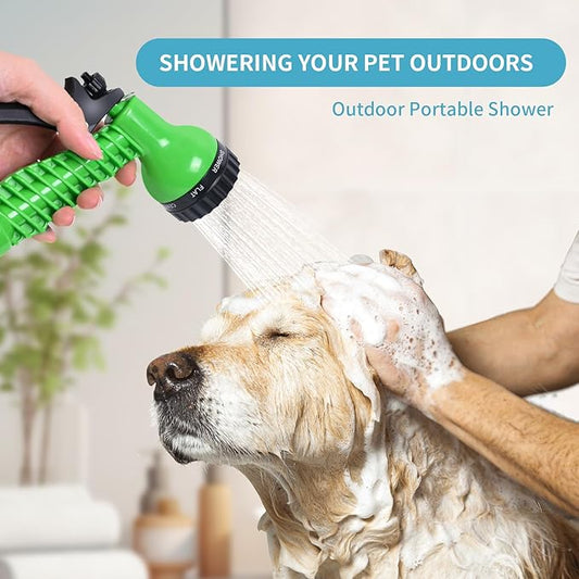 2.1 Gallon Portable Shower for Camping with 7 Spray Modes, Camping Shower for Beach Shower, Car Shower, Hand Press with Removable Hose and Shower Head (Blue)