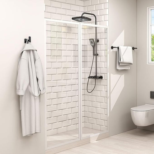 Angle Simple Bathroom Towel Hooks, Stainless Steel Robe Coat Hooks for Wall, Matte Black, 2 Pack