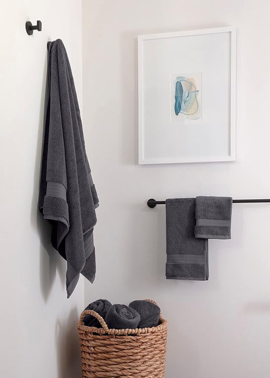 Fabdreams 100% Organic Cotton Bath Towel Set of 6 700 GSM Hotel Premium Plush Absorbent Soft Durable SkinFriendly Spa Quality Bathroom Comfort with 2 Bath 2 Hand Towel and 2 Wash Cloths Charcoal Black
