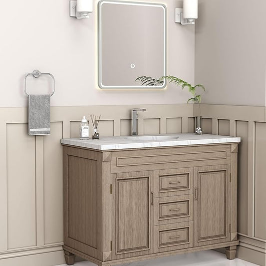 Angle Simple Swivel Towel Ring Chrome, Stainless Steel Hand Towel Rack for Bathroom Wall, Square Holder for Washcloth