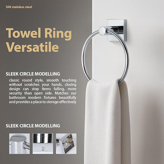 Bathroom Accessories Set Polished Chrome Towel bar Set, 4 Piece Towel Rack Set Towel bar for Bathroom Wall Mounted Durable 24 inch Towel bar Robe Hook Towel Ring Toilet Paper Holder
