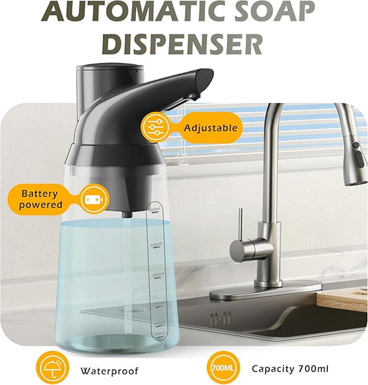 Adjustable Automatic Soap Dispenser Touchless, 4 Adjustable Levels,Battery Powered Operated Sensor Liquid Soap Pump,Touch-Free Hand Sanitizer Dispenser