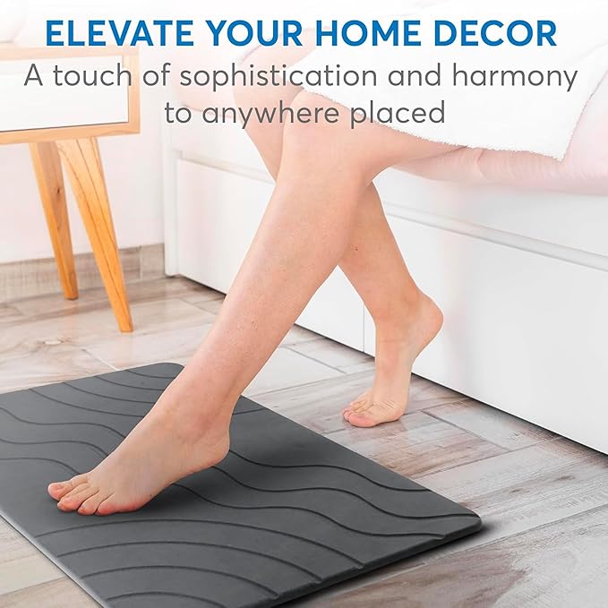 Stone Bath Mat โ Quick Drying Diatomaceous Earth Bath Mat, Super Absorbent Bathroom Stone Mat, Non-Slip Shower Stone Mat, Modern Water Absorbing Bath Mat for Bathroom & Kitchen (23.6โ x 15.3โ, Gray)