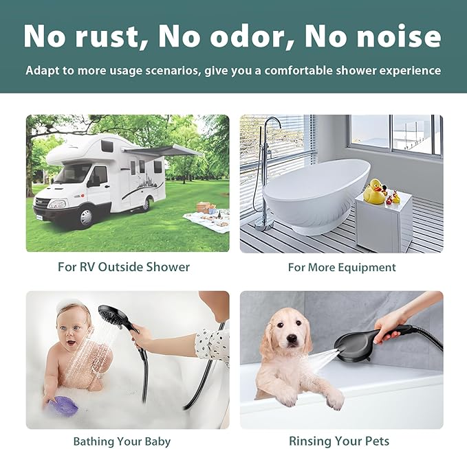 Shower Hose Replacement For Cleaning 304 Stainless Steel Shower Head Hoses 59 Inches High Pressure Bidet Hose Flexible Rose Gold Extension Showerhead Hoses Extra Long (Black, 58 In)