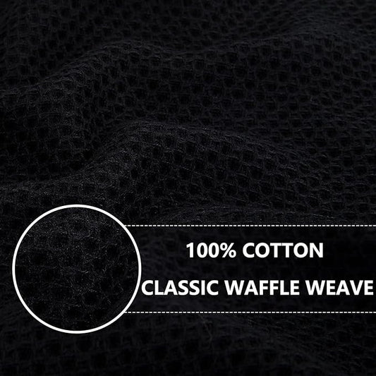 Homaxy 100% Cotton Waffle Weave Kitchen Dish Cloths, Ultra Soft Absorbent Quick Drying Dish Towels, 12 x 12 Inches, 8-Pack, Black