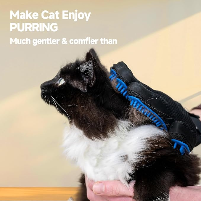 2-in-1 Pet Hair Removal Glove Set for Cats & Dogs, Five-Finger Electrostatic Pet Hair Gloves & Grooming Glove ,Reusable Magic Brush Pet Hair Remover Tool for Laundry,Carpet,Car Seat,Couch