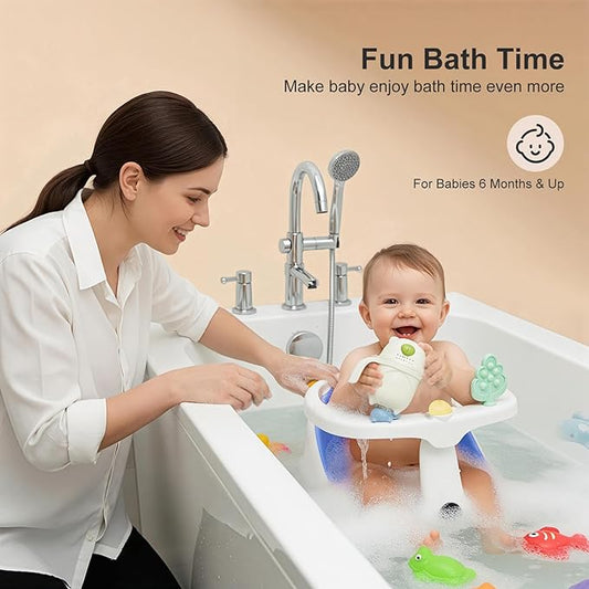 Baby Bath Seat for Babies 6 Months & Up - Bathtub Seats for Babies Sitting Up with Rinse Cup, Non-Slip, Comfortable, Infant Bath Essentials, Blue