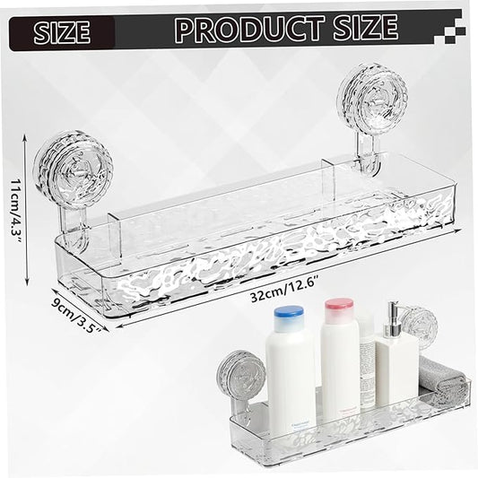 Corrugated Suction Cup Storage Holder, Heavy-Duty Suction Cup Shower Shelf, Shower Caddy Bathroom Organizer with Hollow Drainage Design, Ideal for Renters