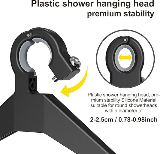 Orimade Adjustable Anti-slip Shower Caddy over Head, Rustproof Bathroom Hanging Shower Organizer with 2 Hooks for Razor, No Drilling Shower Shelves Storage Rack 2 Tier, Black