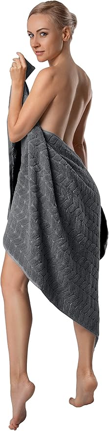 BAGNO MILANO Turkish Cotton Ultra-Soft Plush Absorbent Quick Dry Bathroom Towel Set, Made in Turkey (Gray, Bath Sheet)