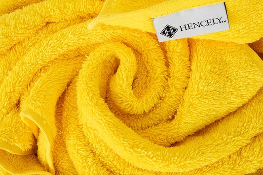 Hencely 6-Piece Bath Towel Set - High Absorbency, Quick Drying - 100% Soft Turkish Cotton - 2 Bath Towels, 2 Hand Towels, 2 Washcloths - for Bathroom, Home, Hotel, Spa, and Gym - 6-Pack Yellow