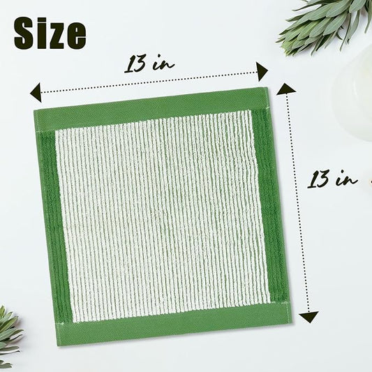 Cleanbear Wash Cloths for Showering, 12 Washcloths with Stylish Jacquard Weaved Design, Green Cotton Washcloth Set, 13 x 13 Inches