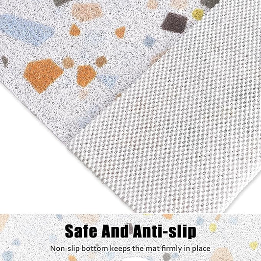 Square Shower Mat Non Slip: 31x31 Inch Shower Floor Mat with Drain Hole in Middle, Super Soft and Comfortable PVC Loofah Massage Bath Mat for Shower, Anti Slip Shower Stall Mat, Quick Drying