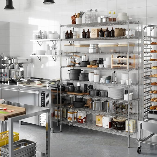 18" Deep x 60" Wide x 86" Height Wire Shelving Kit | 8-Tier | NSF Commercial Storage Rack Unit