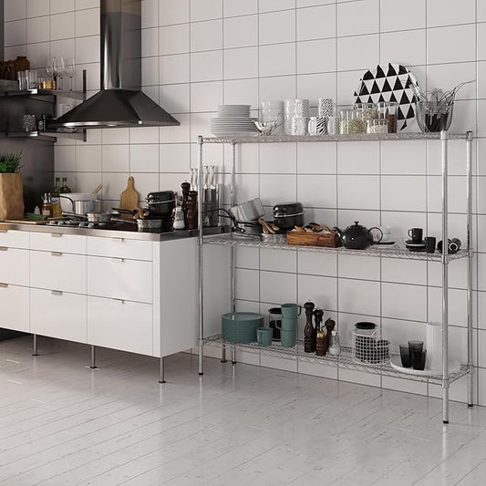 14" Deep x 60" Wide x 54" Height Wire Shelving Kit | 3-Tier | NSF Commercial Storage Rack Unit