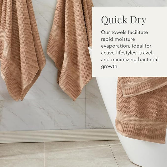 NY Loft 100% Cotton 2 Pack Bath Sheet Towel Set | Extra Large Oversize Bath Towels | Absorbent & Quick-Dry | Textured and Durable Cotton | Light Taupe