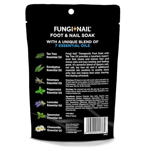 Fungi-Nail Foot & Nail Soak with Tea Tree Oil - Moisturize, Reduce Foot Odor, & Soothe Aching Feet - A Therapeutic Blend of Rich Mineral Epsom Salt, Pure Sea Salt, and 7 Essential Oils - 1 Pound