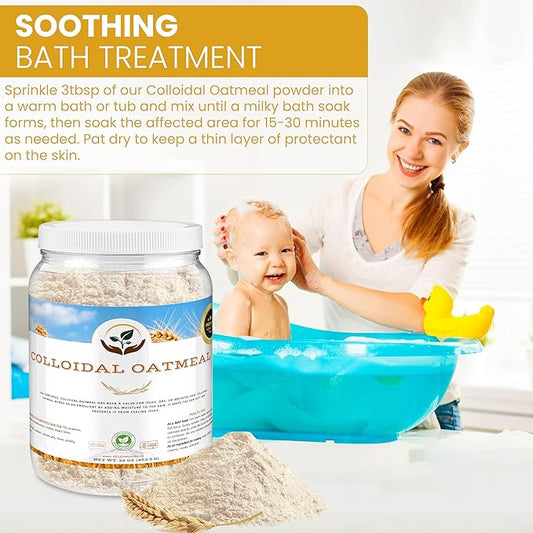 Dirty Treasures Colloidal Oatmeal Bath | Eczema & Itchy Skin Relief | Baby-Safe, 100% Natural, Fragrance-Free | 2 lb (32oz)