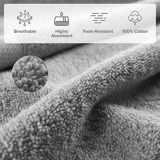 Comfort Spaces Turkish Bathroom Towel Set 6 Piece Luxury Bath Towel Set 2 Hand Towel for Bathroom 2 Washcloth 2 Large Bath Towel Sets Long Staple Ultra-Soft Quick Dry Towel Set Charcoal
