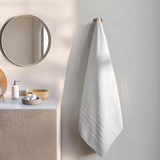 BAGNO MILANO Organic Turkish Cotton Bath Towels, Luxury Jacquard Collection, Certified Organic Highly Absorbent, Soft-Plush Towel Set (White, Bathsheet)