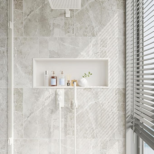 Neodrain 30X12Inch Shower Niche, White Stainless Niche NO Tile Needed Recessed Shower Shelf for Bathroom Storage