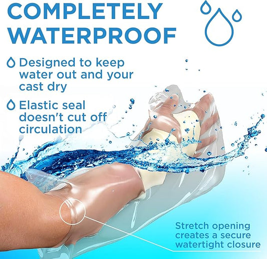 100% Waterproof Cast Covers for Shower Arm - Tight Seal - 3pk Adult Reusable Cast Protectors - Half Arm Bag Sleeves
