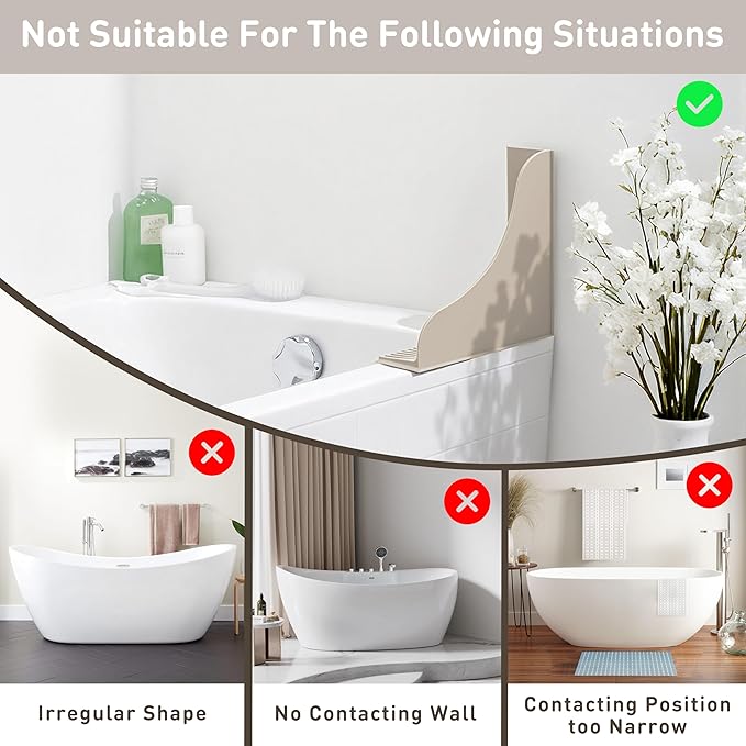 Roslim No-Adhesive 2-Pack All-Silicone Shower Splash Guard with Strong Suction Cups, Reusable Bath Tub Corner Water Blocker for Secure Seal,Keep Water in Shower or Bath, One-Piece Design, Taupe