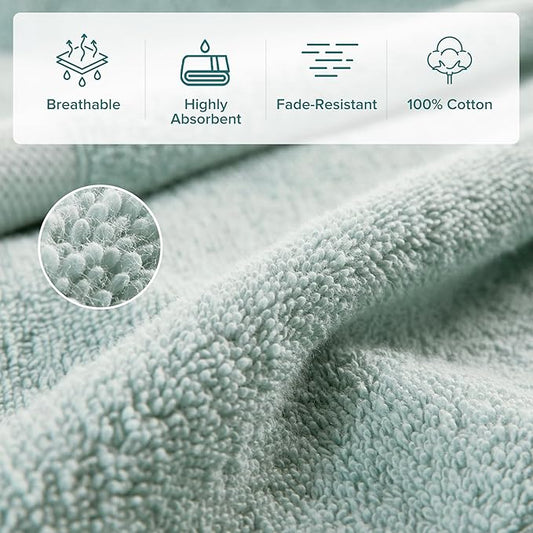 Comfort Spaces Turkish Bathroom Towel Set 6 Piece Luxury Bath Towel Set 2 Hand Towel for Bathroom 2 Washcloth 2 Large Bath Towel Sets Long Staple Soft Quick Dry Towel Set Seafoam Green