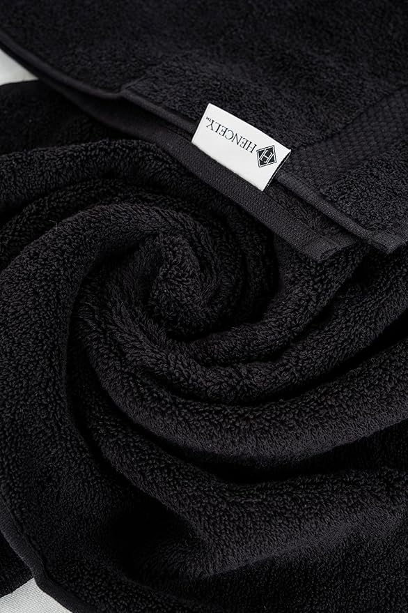 Hencely Luxury Hand Towel - Set of 2 (16x28 Inches) - Soft Turkish Cotton, Absorbent, Quick-Drying Face, Body, Kitchen, and Bathroom Towel (Hand Towels 2 Pack, Black)