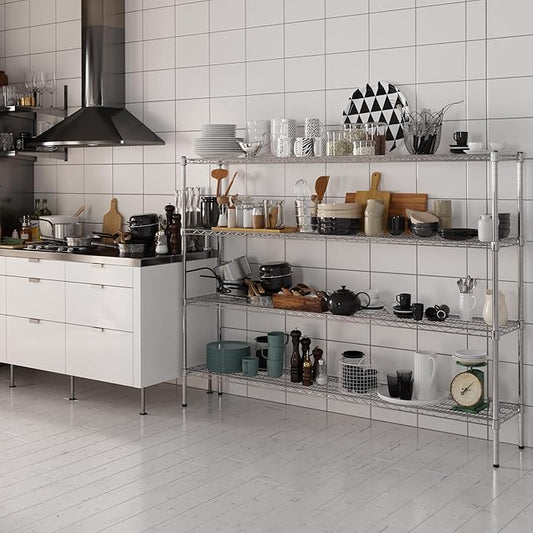 14" Deep x 72" Wide x 54" Height Wire Shelving Kit | 4-Tier | NSF Commercial Storage Rack Unit