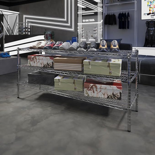 18" Deep x 60" Wide x 27" Height Wire Shelving Kit | 3-Tier | NSF Commercial Storage Rack Unit