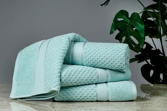 Ample Decor 100% Cotton Hand Towel for Kitchen Set of 4 Mint Green, Absorbent Premium Quality Popcron Textured - 18 X 28 Inch