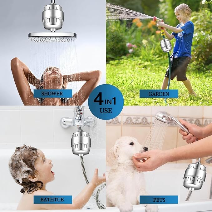 20 Stage Shower Head Filter - 2 Cartridges,Hard Water Filter,99% Remove Chlorine, Fluoride,Heavy Metals and Harmful Impurities,High Output Showerhead Filters for Improving Skin and Hair,Chrome