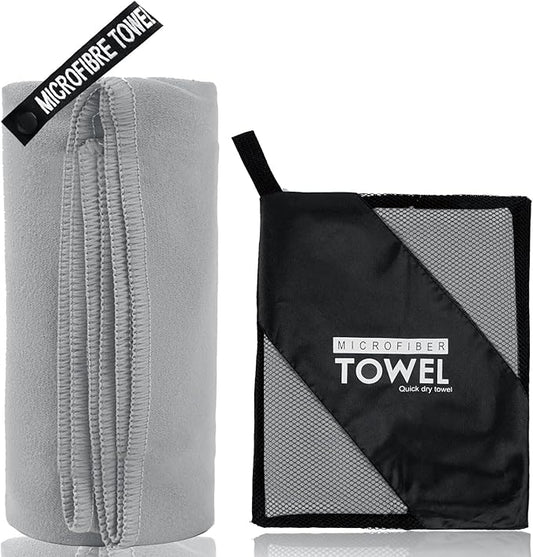 Microfiber Travel Towel, Soft Lightweight Quick Dry Towel, Super Absorbent Compact Travel & Sports & Beach Towels for Camping, Backpack, Gym, Swimming, Yoga, Hiking (M:20"×40" -Gray)