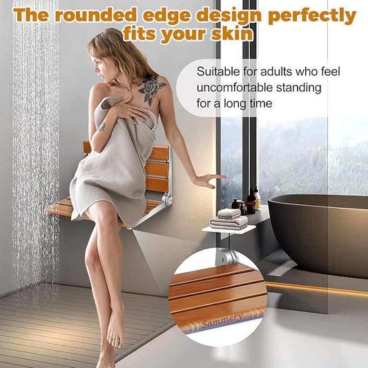 18" Wall Mount Shower Seat, Shower Bench Wall Mount for Inside Shower, Fold Down Shower Seat, Shower Seats for Adults