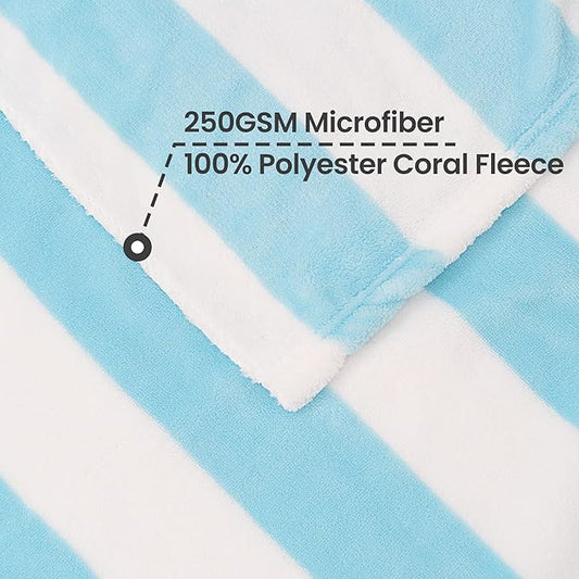 Touchat 4 Pack Cabana Stripe 250GSM Polyester Lightweight Quick-Dry Beach Towel & Blanket Combo- 30'' x 60'' Compact Travel Towel for Pool, Camping, Gym, Yoga | Ultra-Portable, Multi-Functional,Blue
