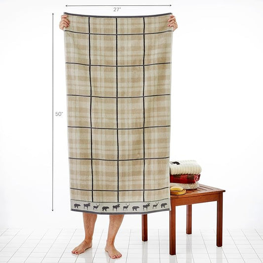 SKL Home Yellowstone Grand Teton Bath Towel, Taupe 50.00" x 27.00"