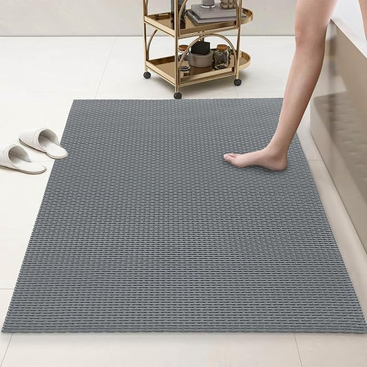 HOMBYS 47 x 32 Extra Large Shower Mat for Shower Stall Tub, Non Slip Bath Mat Bathroom Accessories, PVC Mats for Shower and Bathroom, Quick Drying, (Gray, 47"x32")