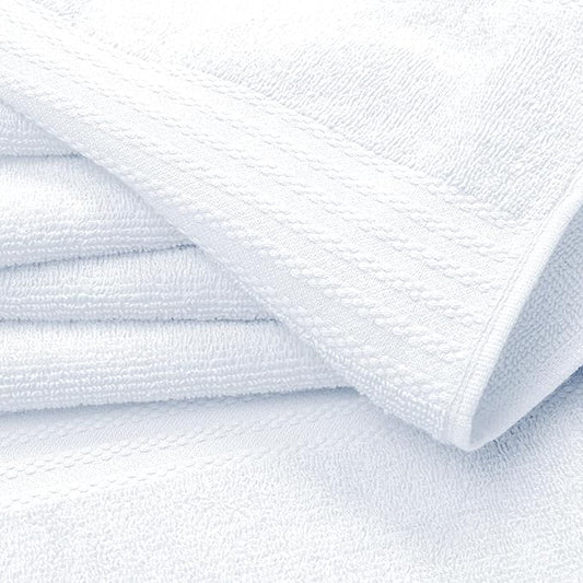 GLAMBURG Ultra Soft 24-Piece Towel Set - 100% Pure Ringspun Cotton, Contains 8 Oversized Bath Towels 27x54, 8 Hand Towels 16x28, 8 Wash Cloths 13x13 - Ideal for Everyday use, Hotel & Spa - White