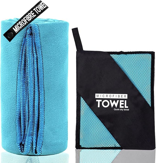 Microfiber Travel Towel, Soft Lightweight Quick Dry Towel, Super Absorbent Compact Travel & Sports & Beach Towels for Camping, Backpack, Gym, Swimming, Yoga, Hiking (XS:12"×24" -MarineBlue)