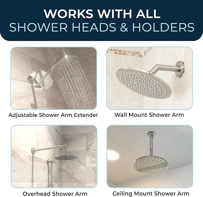 HammerHead Showers® Solid Metal 8 Inch Rainfall Shower Head – CHROME - Shower Head Rainfall - 1.75 GPM High Flow Shower Head Optimized for Pressure – Large Round Rain Shower Heads