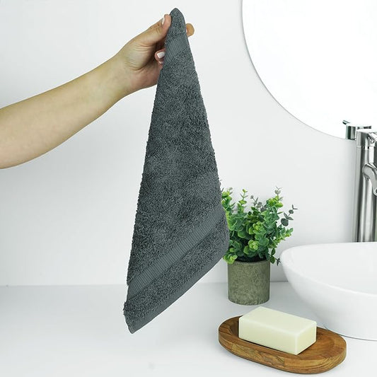 Chakir Turkish Linens | Hotel & Spa Quality 100% Cotton Premium Turkish Towels | Soft & Absorbent (12-Piece Washcloths, Dark Gray)