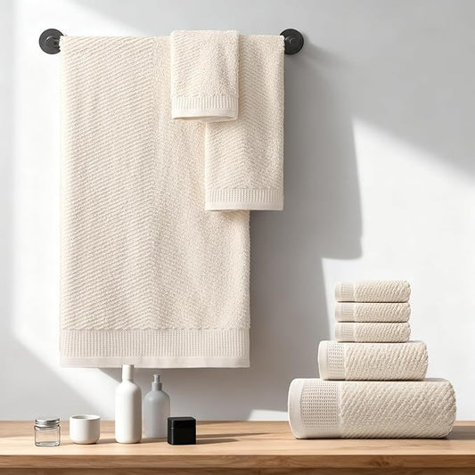 REDKISS Luxury Bath Towel Set of 8, 100% Cotton Bathroom Towels Set with 2 Bath Towels, 2 Hand Towels, 4 Washcloths, Ultra Soft Highly Absorbent Towels for Bathroom, Gym, Hotel, Spa, Brown