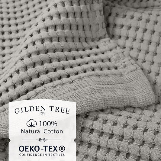 GILDEN TREE Waffle Bath Sheet Quick Dry Towel, Thin Luxury Bath Towels, 40x80 Large Bath Towels 2 Pack Bath Sheets, Modern Style (Pewter)