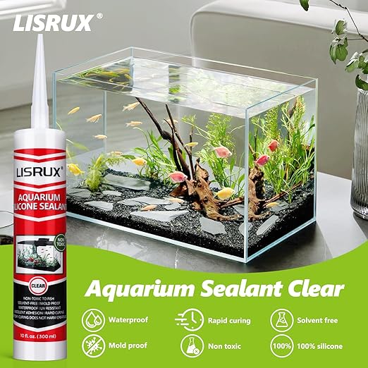 12 Pack Aquarium Silicone Clear Sealant, High Elasticity, Safe for Fish,Fast Curing Waterproof Aquarium Safe Silicone,10 Fl Oz Non-Toxic Fish Tank Safe Sealant,Strong Adhesion