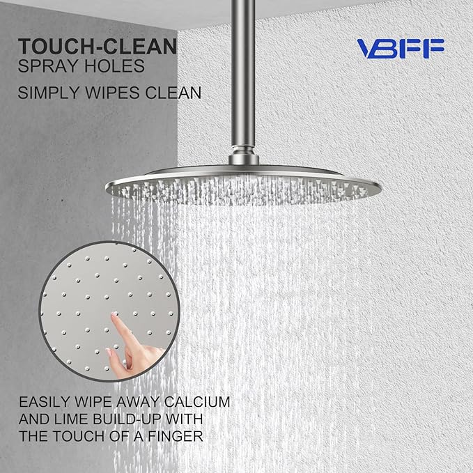 VBFF-Shower Head,rain shower head, 8 inch- Round Shower Head, 1.8 GPM Flow Rate, rainfall showerhead,VBFF11 (Brushed Nickel)